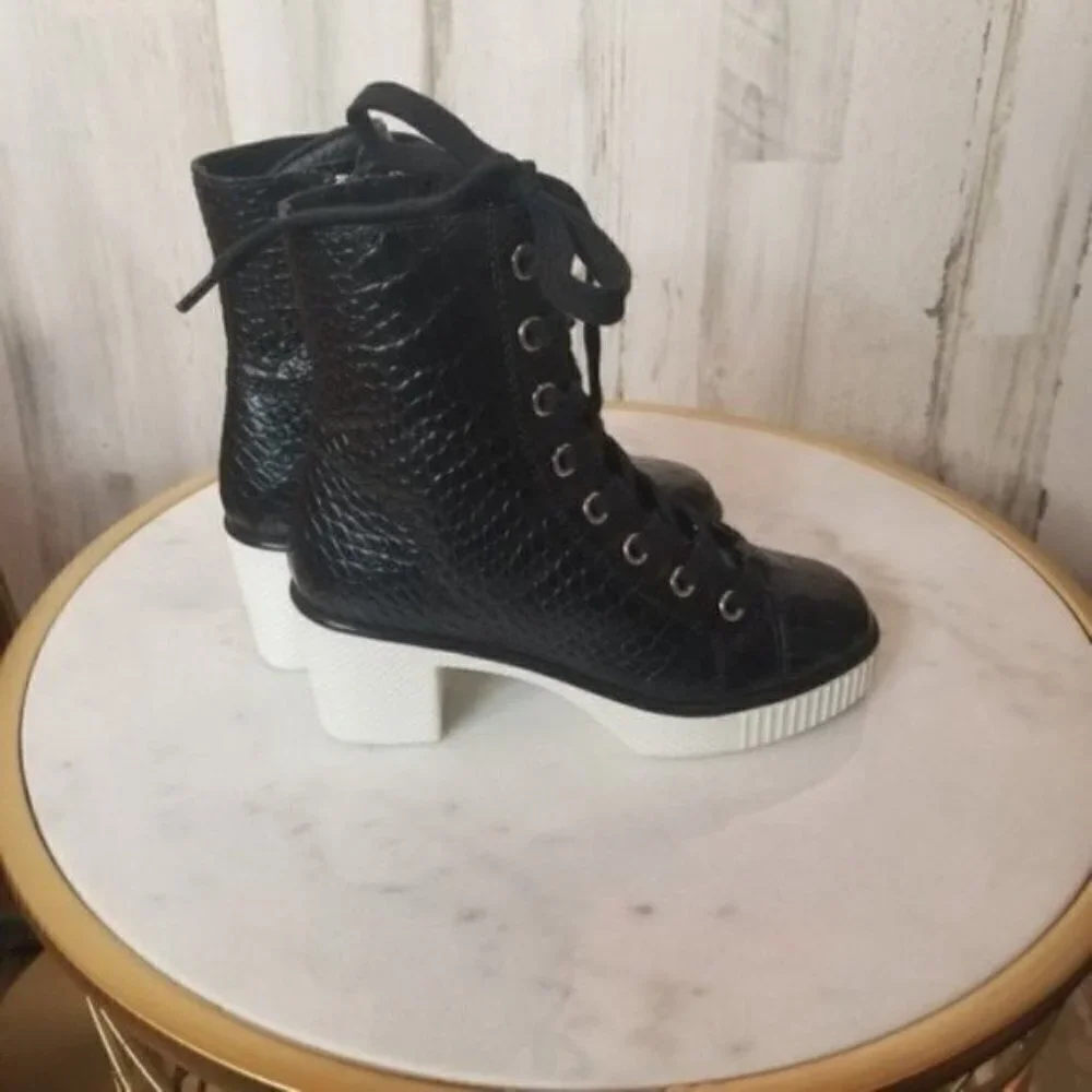 Giuseppe ZanottiNIDIR 50 DONNA WOMENS CASUAL BRAKY PRINT LACE-UP BOOT - Picture 4 of 5